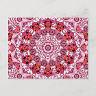 Postal Canasta de encaje, rojo abstracto, rosado, Mandala
