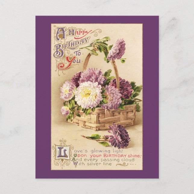 Postal Canasta de Mamáes Vintage Cumpleaños (Anverso)