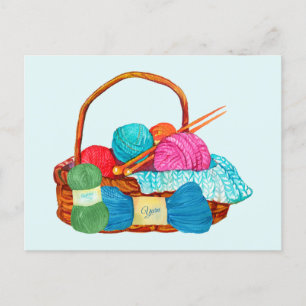 Postal Canasta Yarn de punto acuático