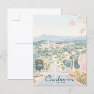 Postal Canberra Australia Gouache Ilustracion Viajes
