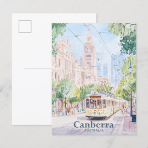 Postal Canberra Australia Gouache Ilustracion Viajes