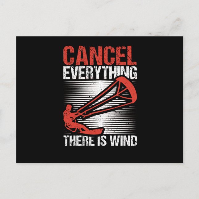 Postal Cancelar todo Hay viento Funny Kit Kitesurf (Anverso)