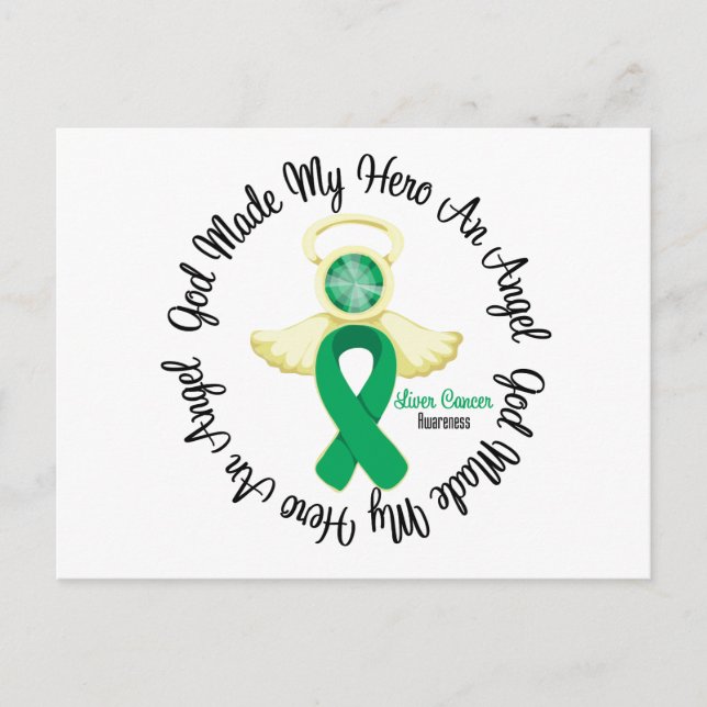 Postal Cáncer de Hígado Que Dios Hizo De Mi Héroe Un Ánge (Anverso)