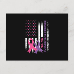 Postal Cáncer de mama con bandera estadounidense y violen