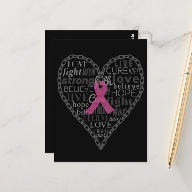 Postal Cáncer de mama, conciencia, cinta rosada (Anverso/Reverso In Situ)