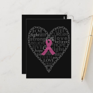 Postal Cáncer de mama, conciencia, cinta rosada