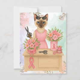 Postal Cáncer de mama Conciencia para los amantes del gat