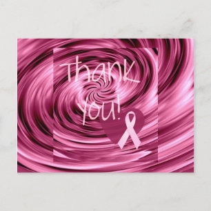 Postal Cáncer De Mama De Swirl Rosa Gracias