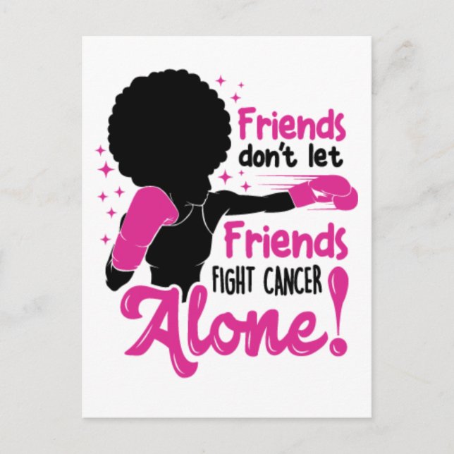 Postal Cáncer de mama mujer negra guerrera melanina sobre (Anverso)