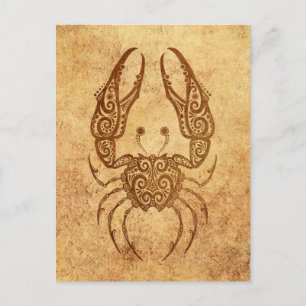 Postal Cáncer de Vintage de edad avanzada Zodiac