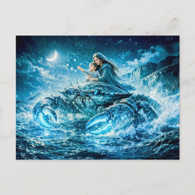 Postal Cancer Zodiac with Mother and Child Reaching for t (Anverso)