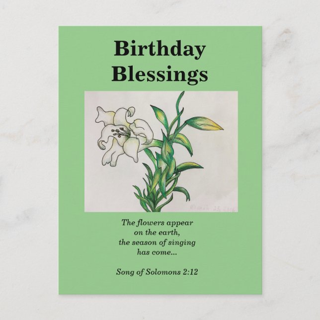 Postal Canción de cumpleaños de Salomón Bendición Lirio B (Anverso)