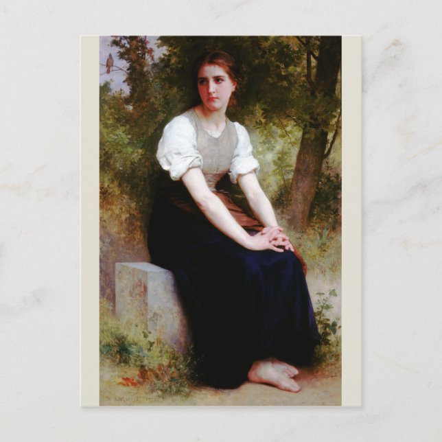 Postal Canción de la noche por Bouguereau (Anverso)