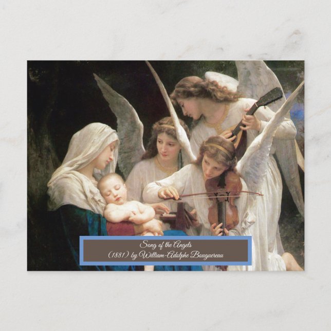 Postal Canción de los Ángeles Bouguereau (Anverso)