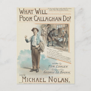Postal Canción de música vintage pobre Callaghan Chorus