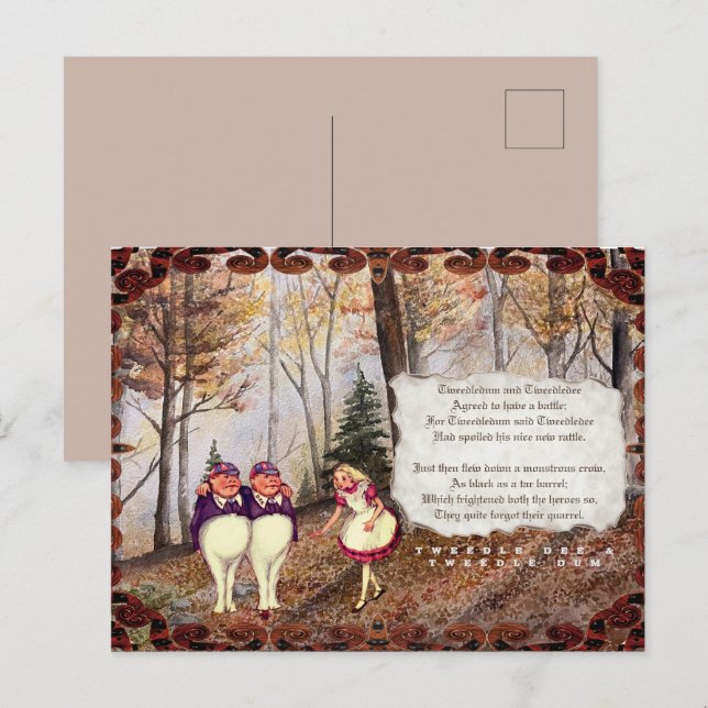 Postal Canción de Tweetle Dee Tweetle Dum de Looking Glas (Anverso / Reverso)