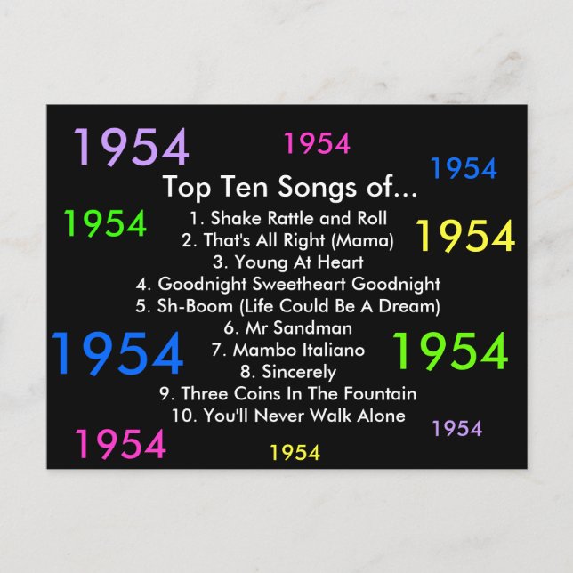 Postal Canciones De 1954 (Anverso)