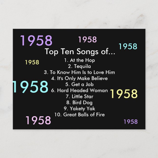 Postal Canciones De 1958 (Anverso)