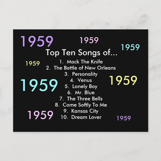 Postal Canciones De 1959 (Anverso)