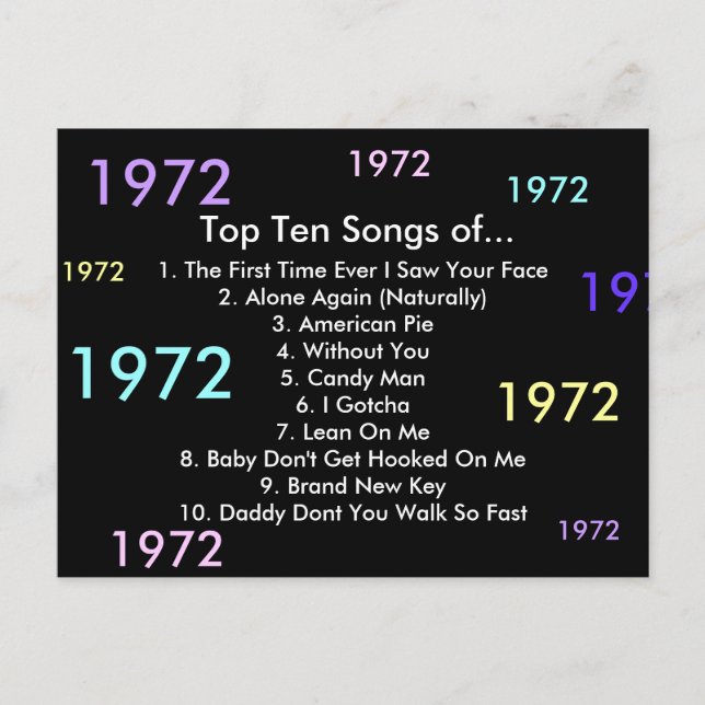 Postal Canciones De 1972 (Anverso)