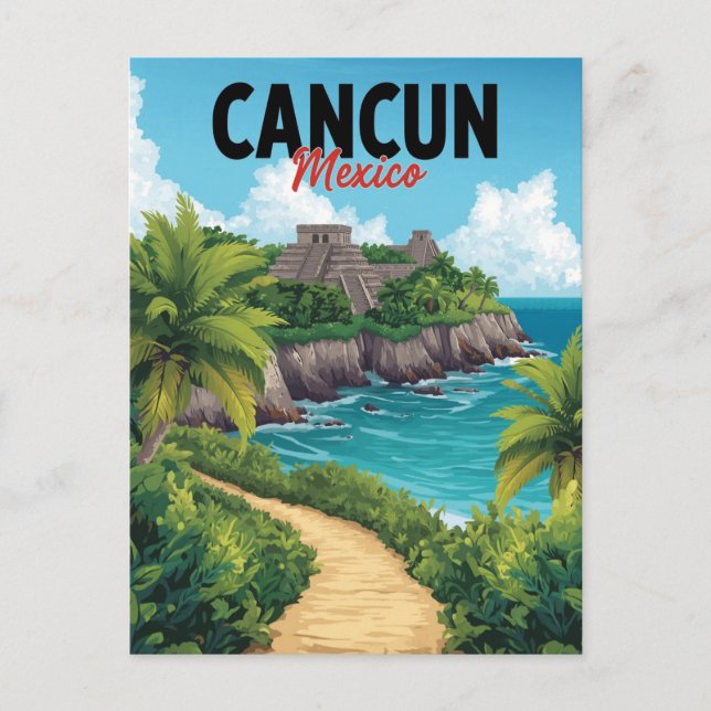 Postal Cancun México Chichen Itza Playa Vaca (Anverso)
