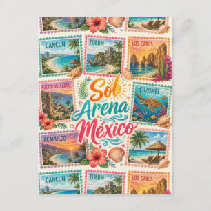 Postal Cancun Sol Arena México Playas Hermosas Tropical