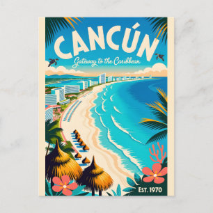 Postal Cancún Vintage México Puerta de entrada al Caribe