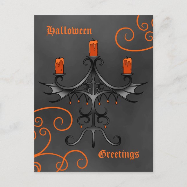 Postal Candelabra gótica Halloween (Anverso)