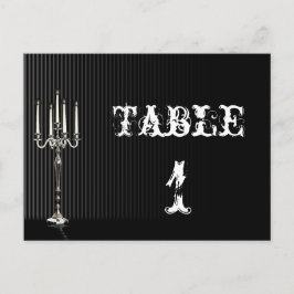 Postal Candelabra gótica sobre número de tabla Boda negro