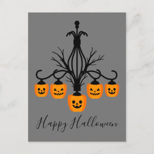 Postal Candelabro de calabaza de Halloween