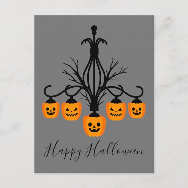 Postal Candelabro de calabaza de Halloween (Anverso)