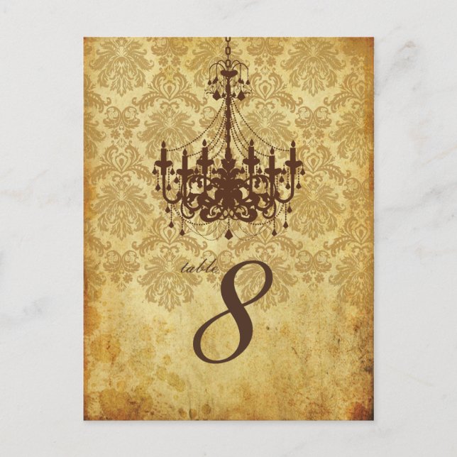 Postal Candelabro de época de PixDezines + Damasco de Piq (Anverso)