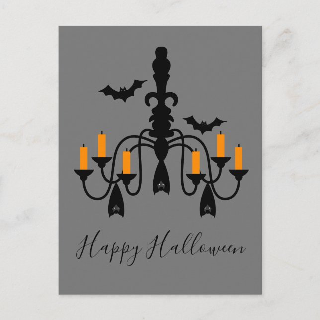 Postal Candelabros de Halloween y bates (Anverso)