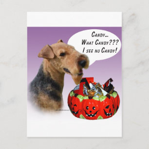 Postal Candía de Halloween de Welsh Terrier