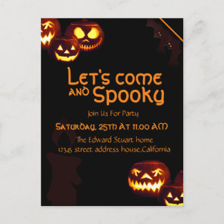 Postal Candle Halloween Party Invitation Card