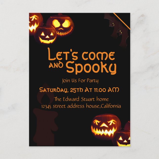 Postal Candle Halloween Party Invitation Card (Anverso)
