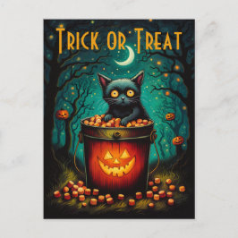 Postal Candy Bucket Y Black Cat Halloween