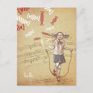 Postal Candy Candy Vintage Illustartion Hello Postcard