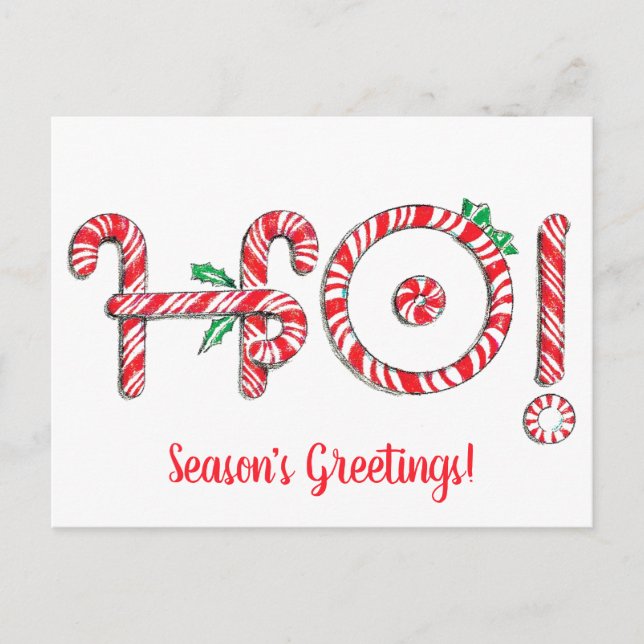 Postal ¡Candy Cane Ho! ¡Ho! ¡Ho! Navidades inteligentes (Anverso)
