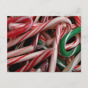 Postal Candy Canes Navidades vacaciones Verde Blanco y Ro