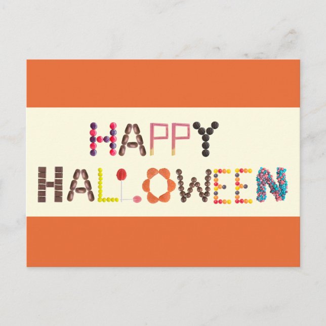 Postal Candy feliz de Halloween - Corto para los niños (Anverso)