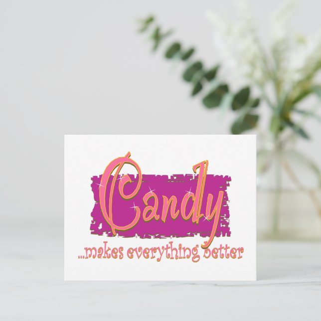 Postal Candy lo hace todo mejor (Anverso de pie)