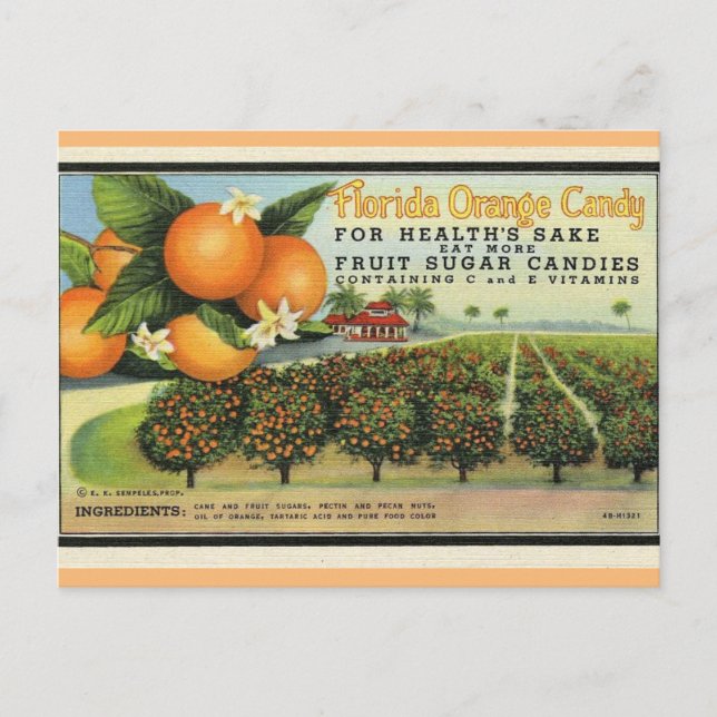 Postal Candy Naranja de Florida (Anverso)