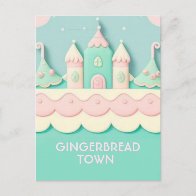 Postal Candy/Pnk Gingerbread House - Postcard (Anverso)