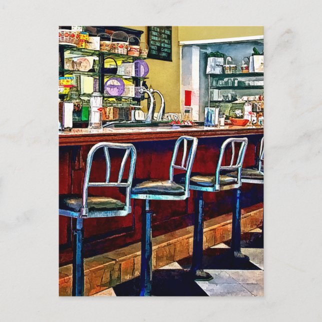 Postal Candy Store con Fuente De Soda (Anverso)