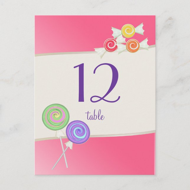 Postal Candy Table Number Watermelon Pink (Anverso)