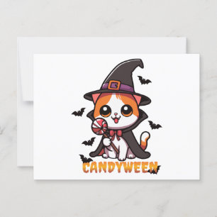 Postal candyween - halloween de brujas gatas