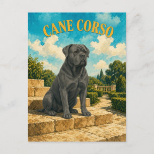 Postal Cane Corso, arte de perro con acuarela vintage