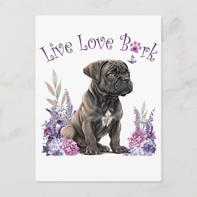 Postal Cane Corso Mamá de Perro Floral (Anverso)