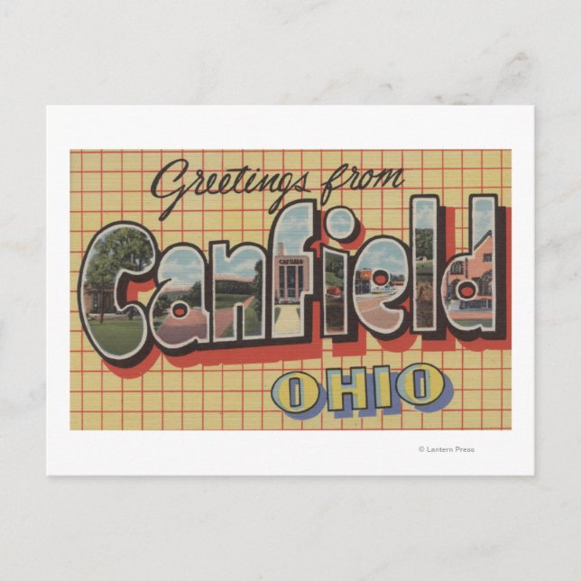 Postal Canfield, Ohio - Escenas de letras grandes (Anverso)